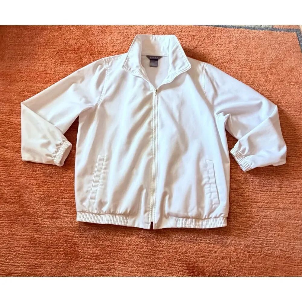Koret White Minimalist Zip Jacket Lightweight Casual Size M